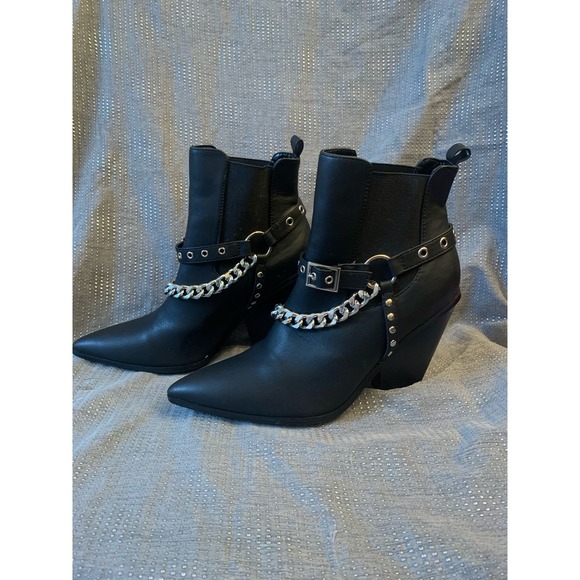 H Cape Robbin black boots with chains SZ 8.5 - Picture 1 of 10